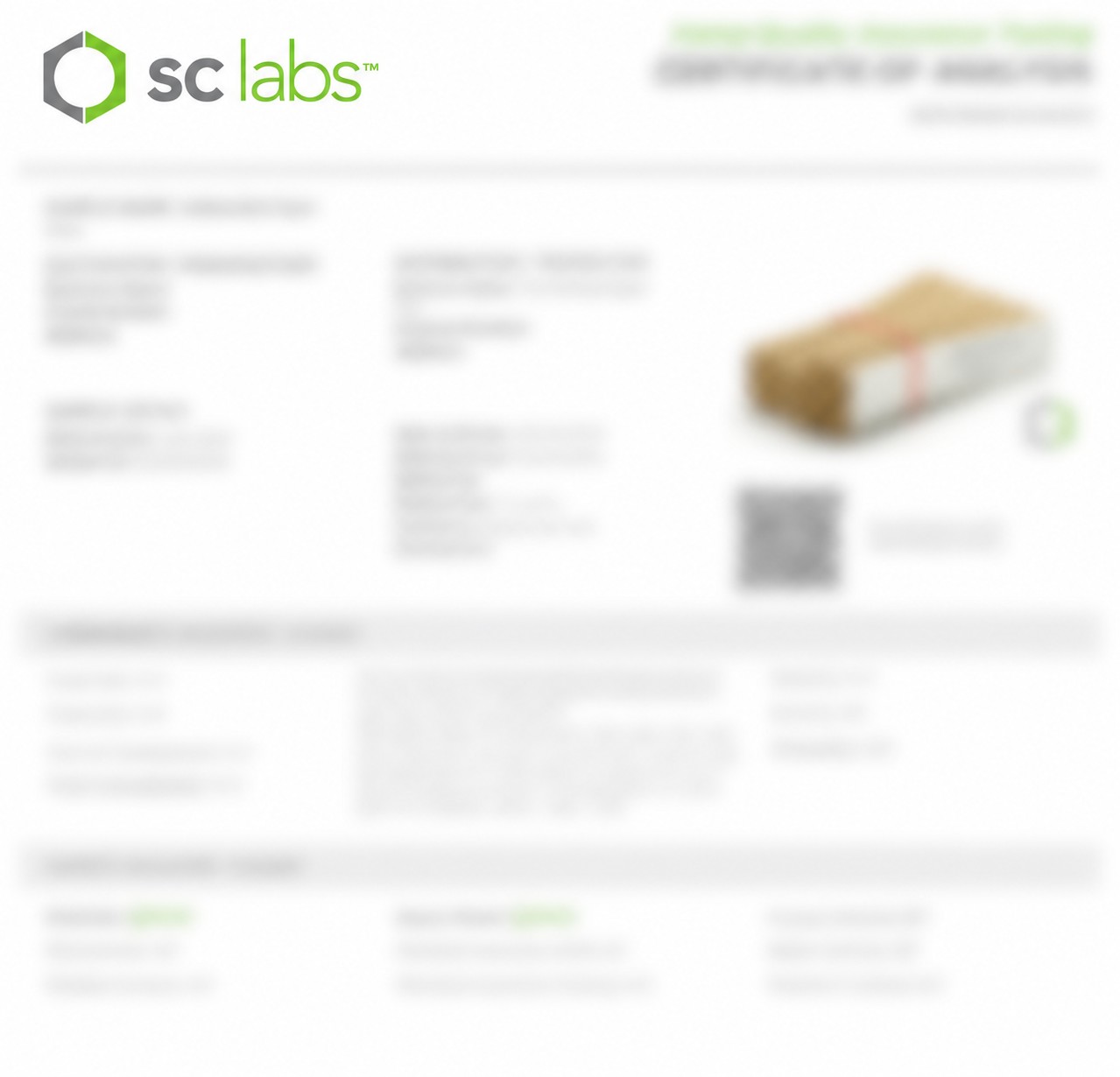 SC Labs certification document